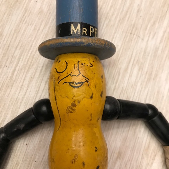 Antique Mr. 🥜 🎩 Mr. Peanut Reticulated Wooden Toy Top Hat Vintage 🎩🥜 - Picture 2 of 9